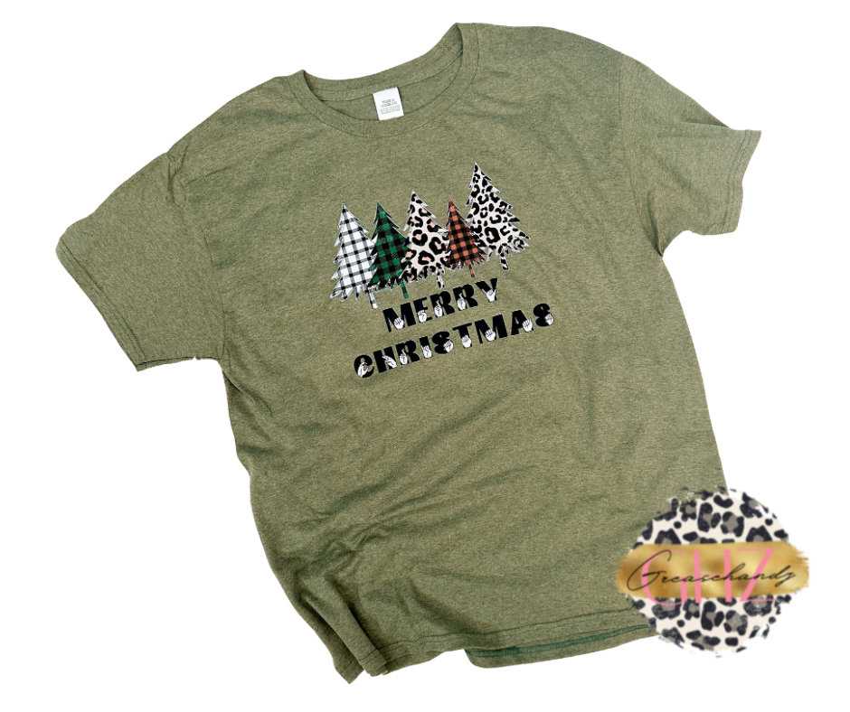 Merry Christmas tree ASL t-shirt