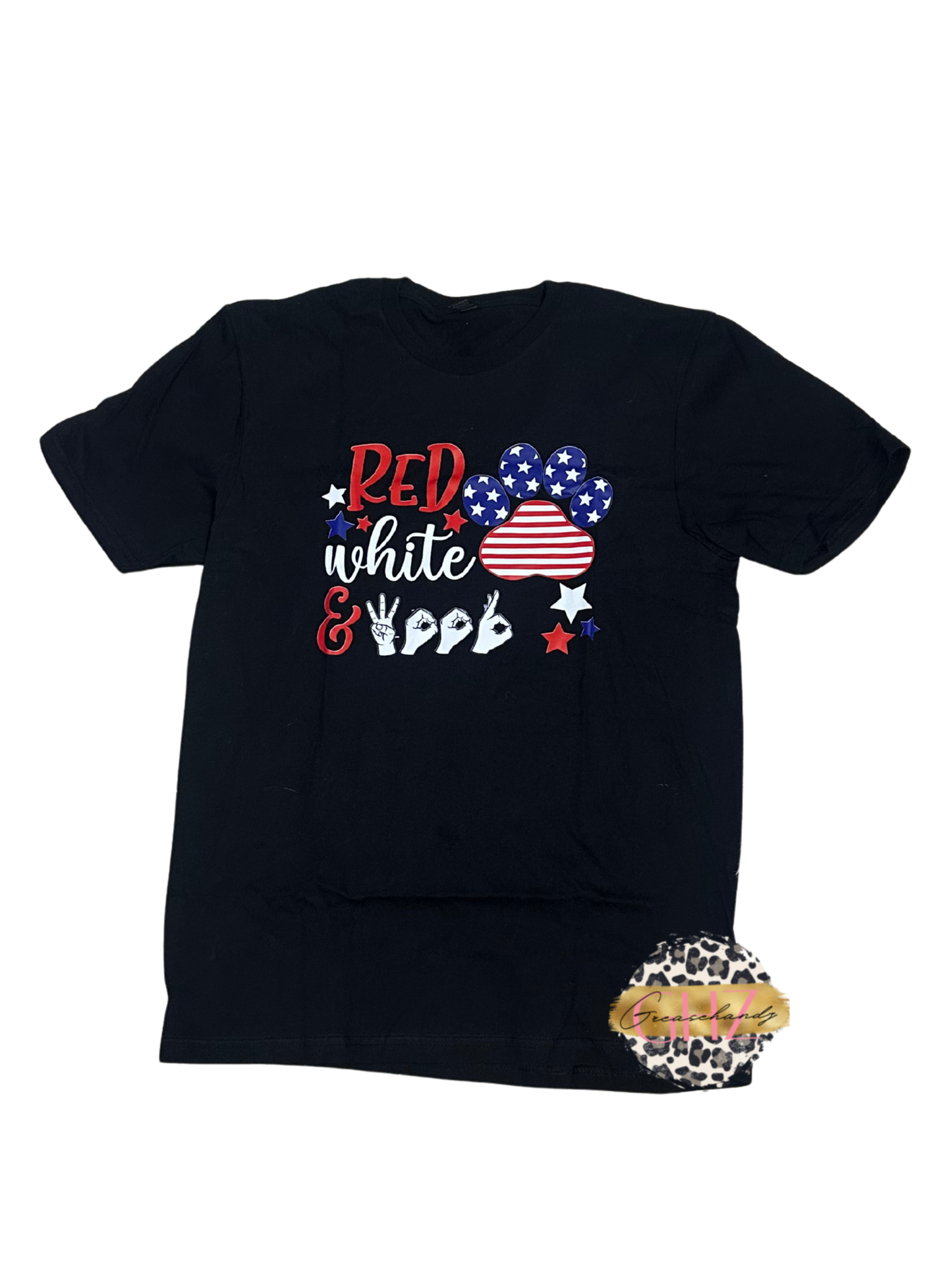 #108 Red white and woof t-shirt (M)