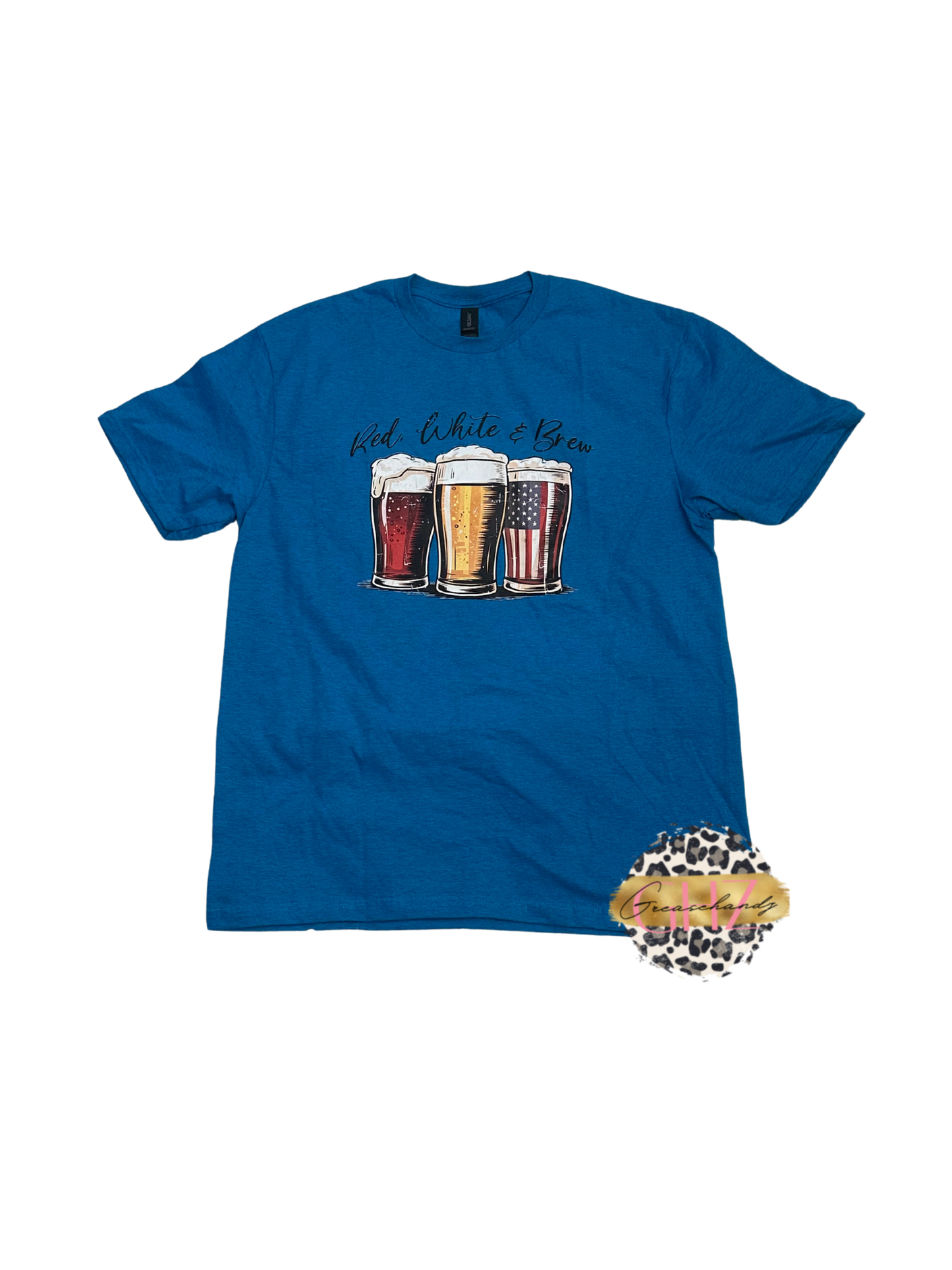 #109 Red, White, and brew t-shirt L