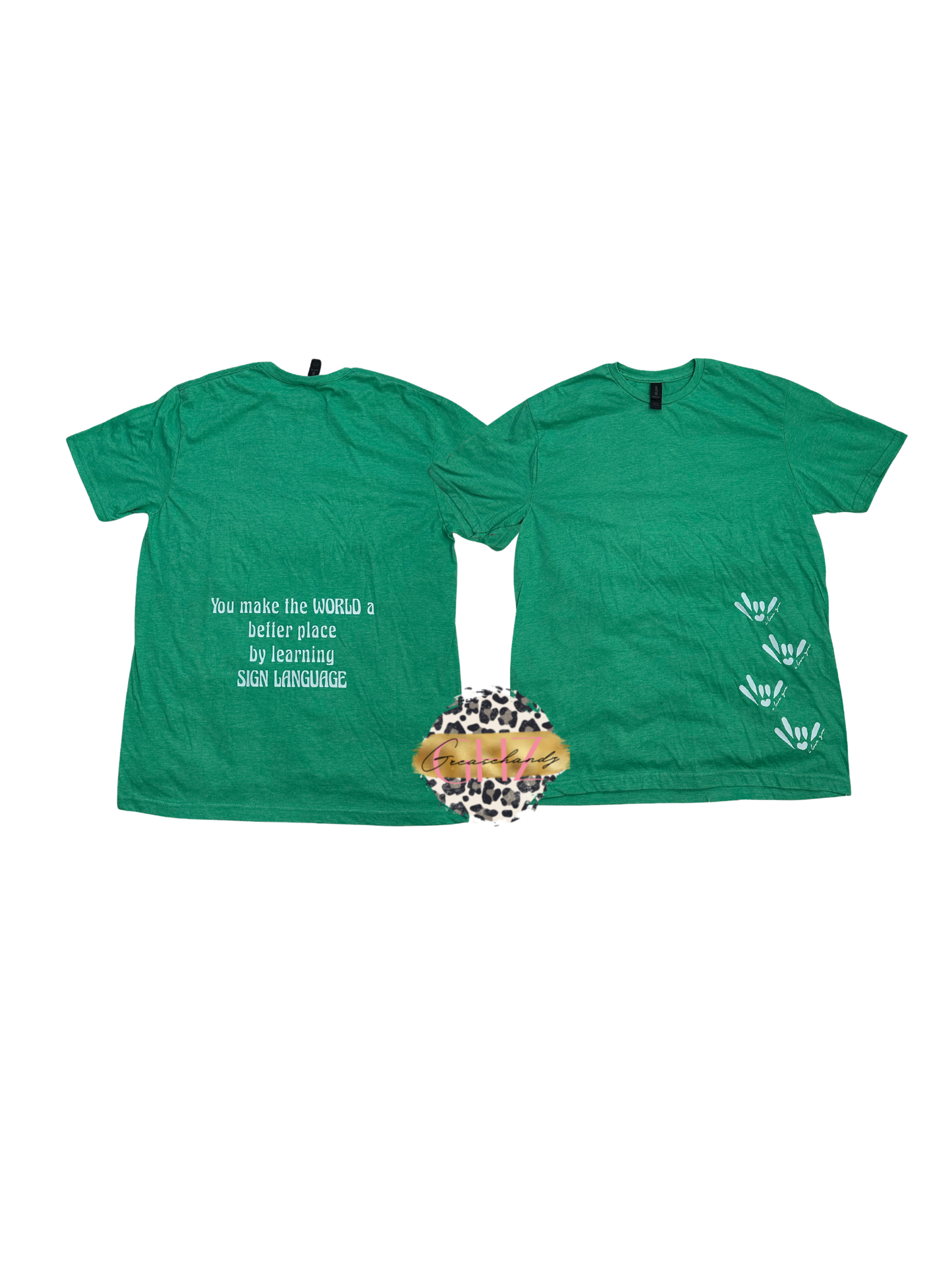 #113 Better place asl t-shirt green L