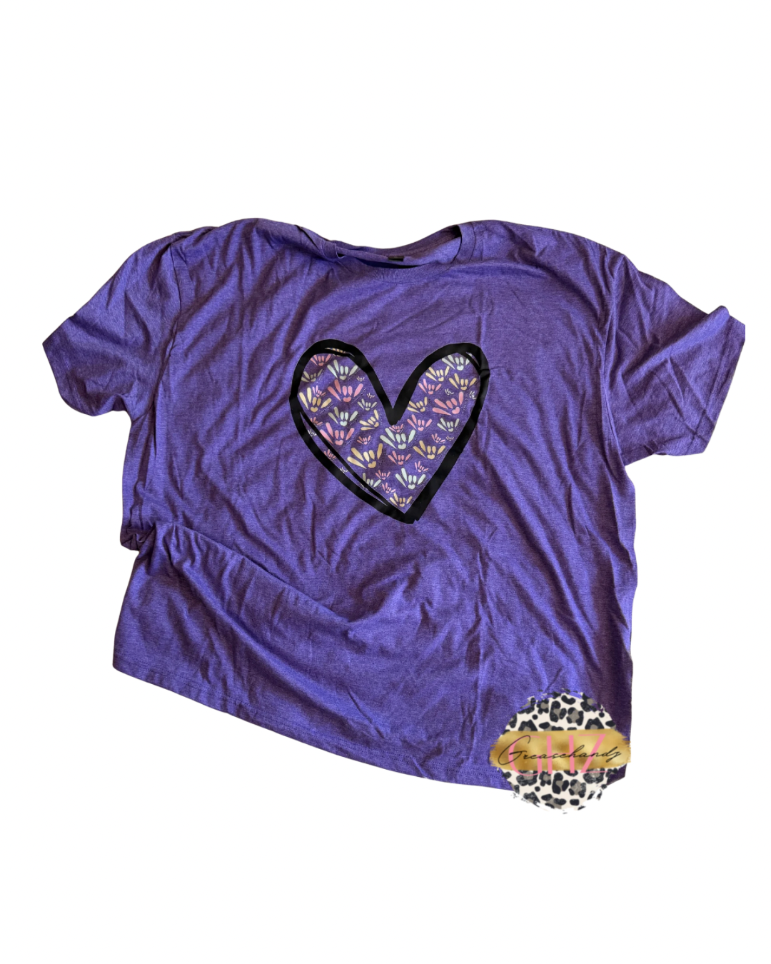 #9 ily asl heart tshirt purple (3XL)