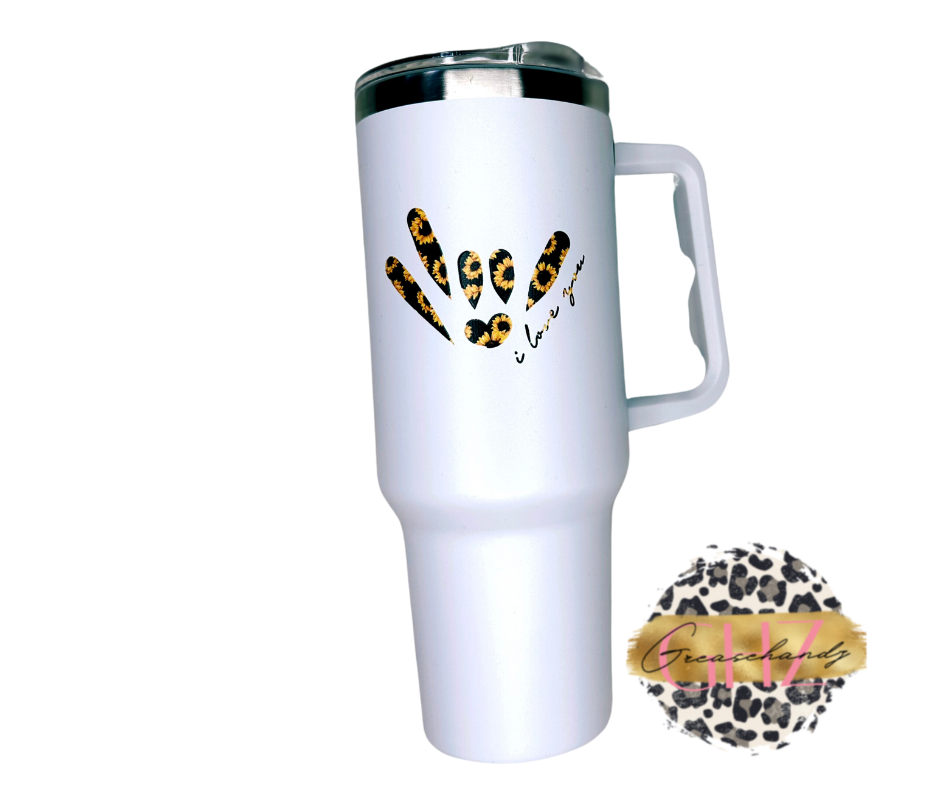 Sunflower White I Love you 40 oz Tumbler
