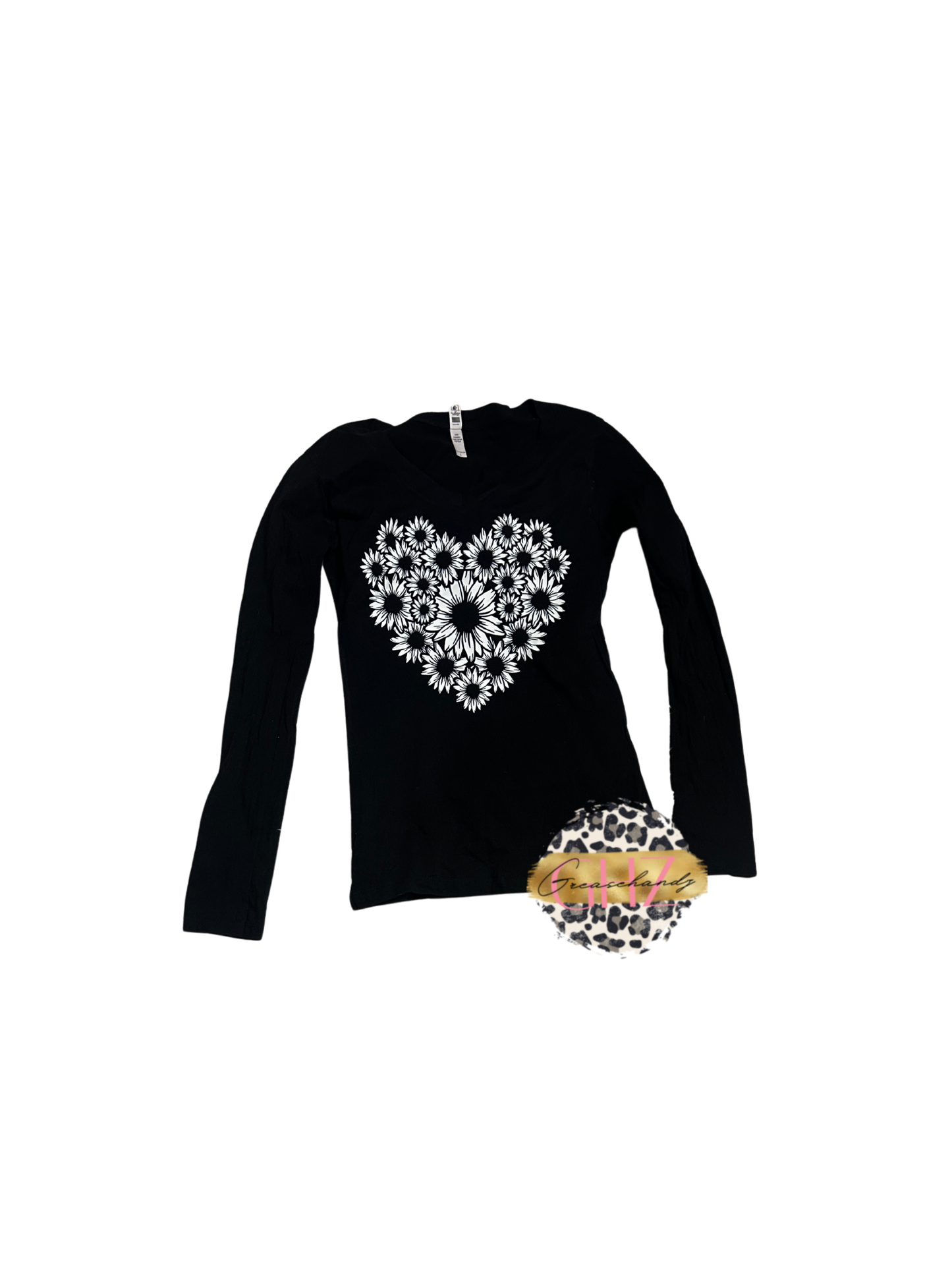 #218 Sunflower heart long sleeve (L) (Ladies size)