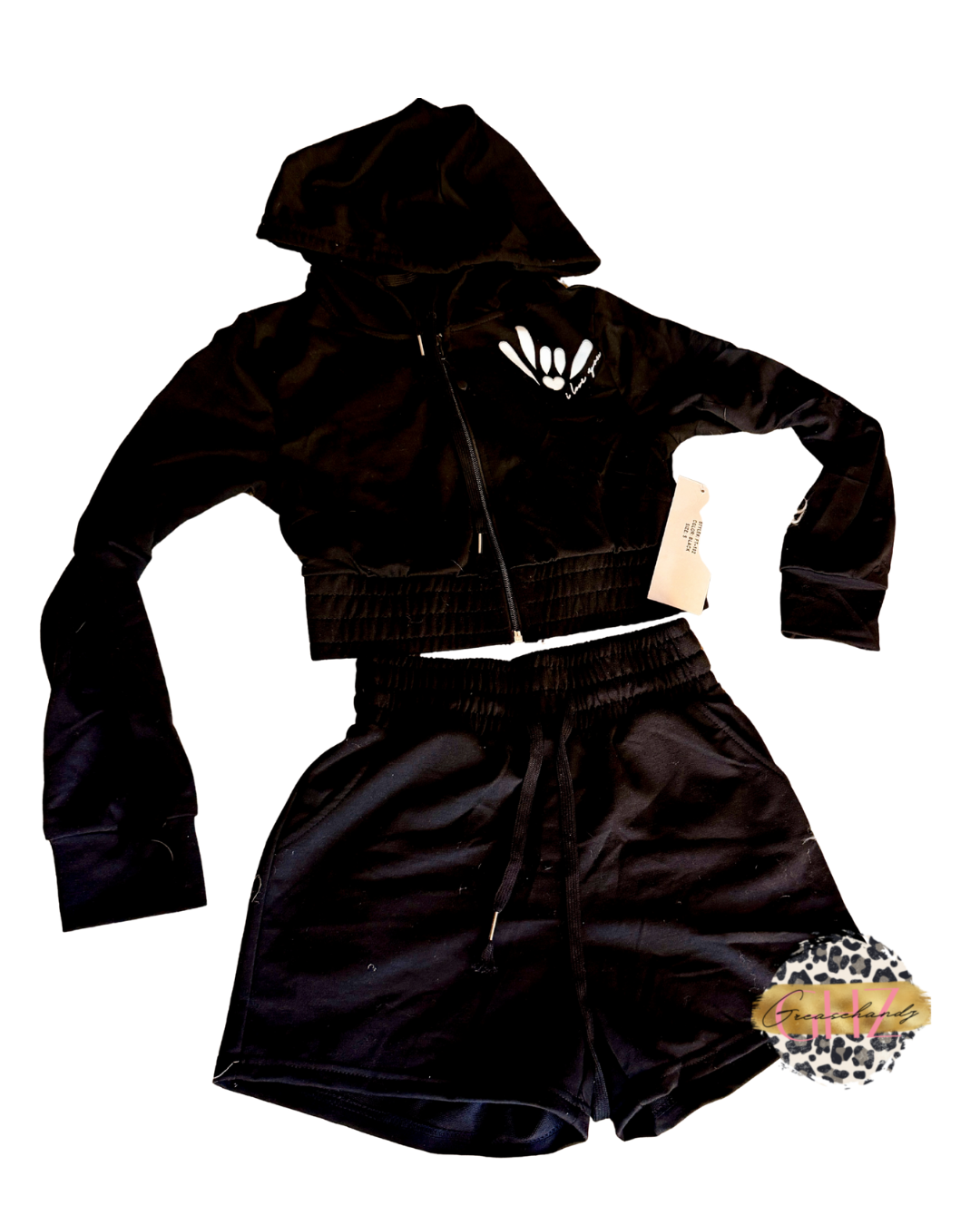 #21 2 piece shorts and cropped hoodie ily asl (s)