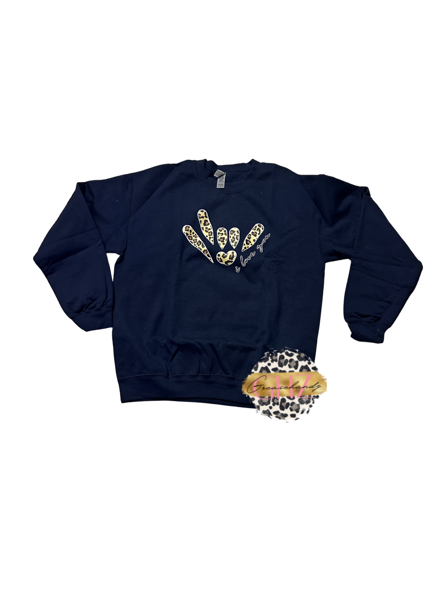 #23 leopard ily asl sweatshirt (M)