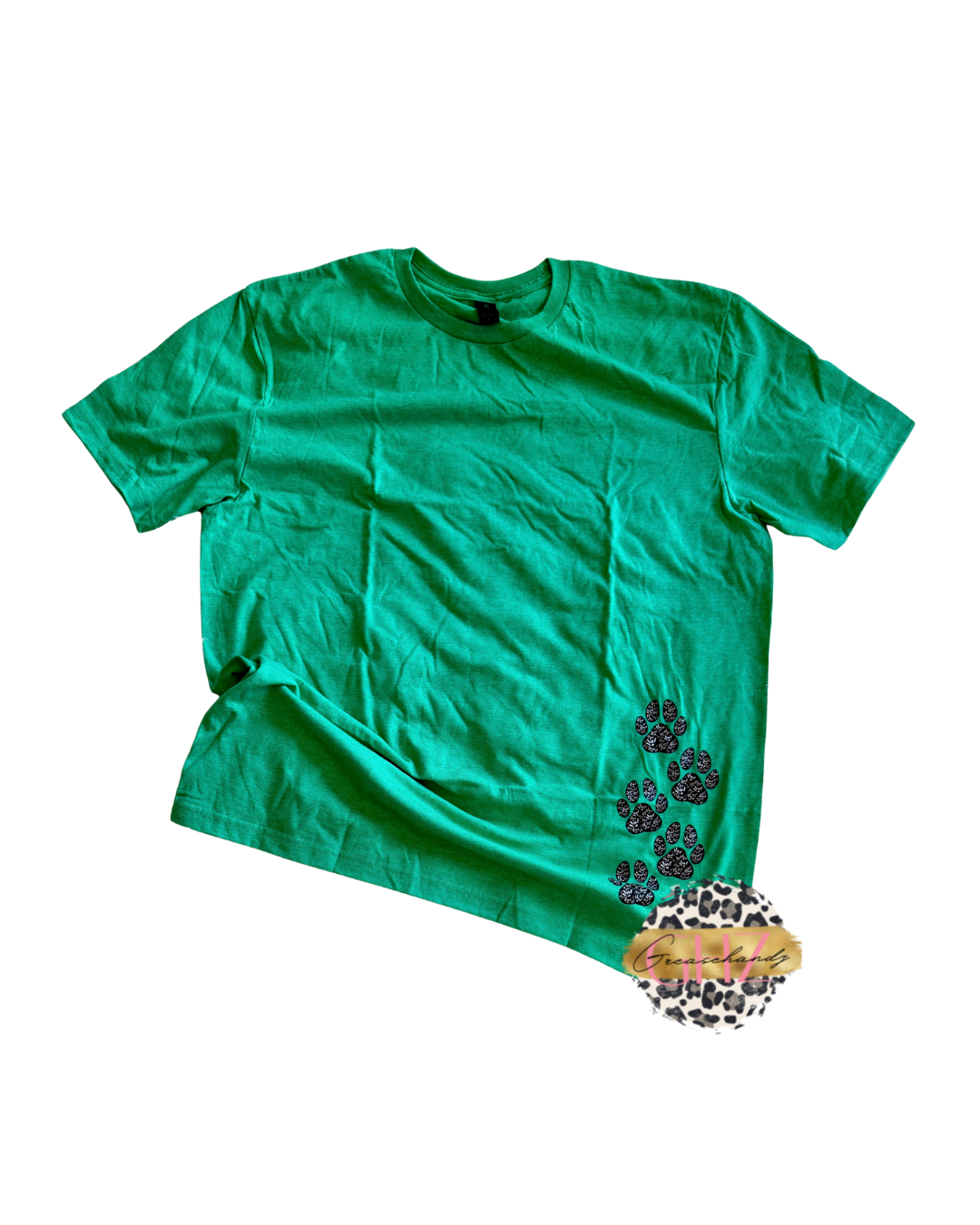 #26 paws ily asl green tshrt (L)