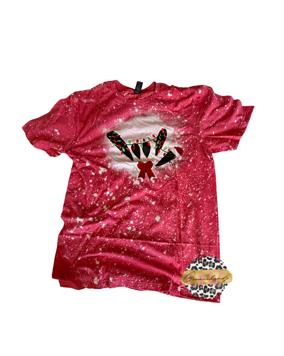 #35 xmas lights ily asl bleached tshirt (M)
