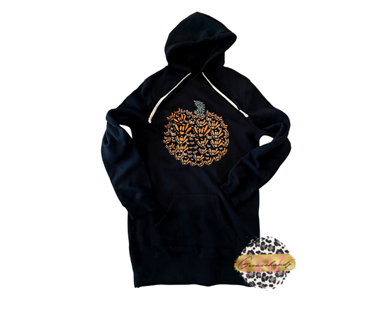 Pumpkin ILY ASL Long Tunic Hoodie (Black)