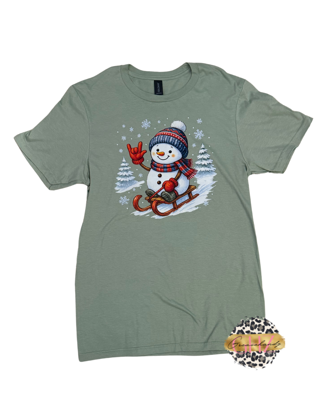 Sledding Snowman ASL Tshirt