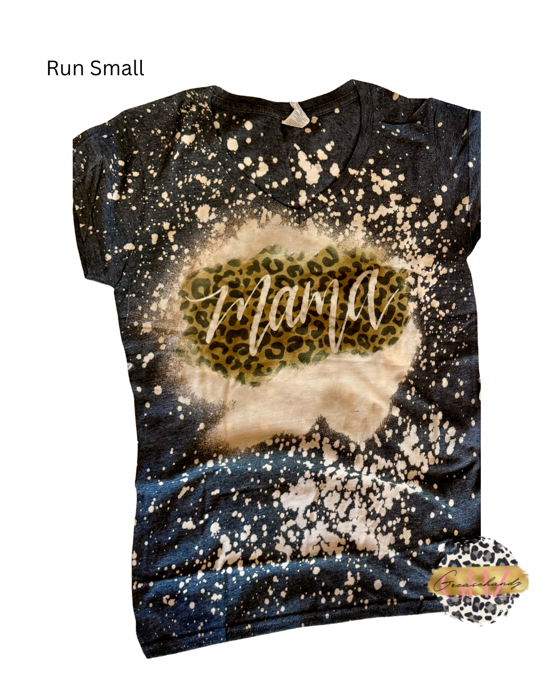 #40 Bleached leopard mama vneck (s)
