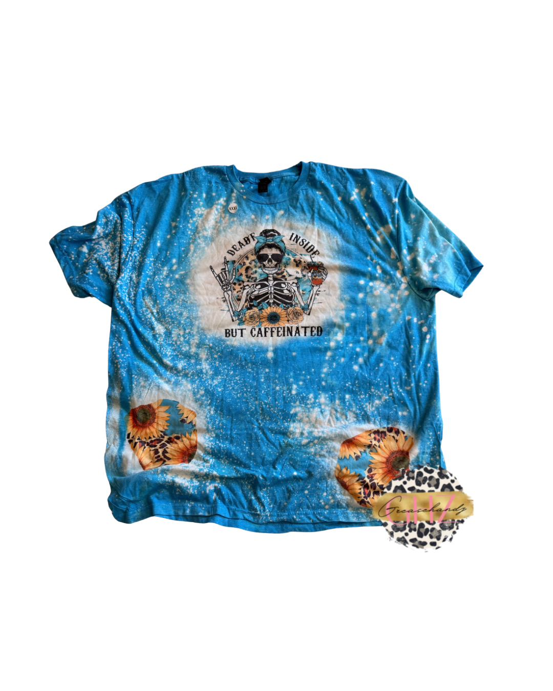#6 dead inside but caffinated bleached tshirt (3XL)
