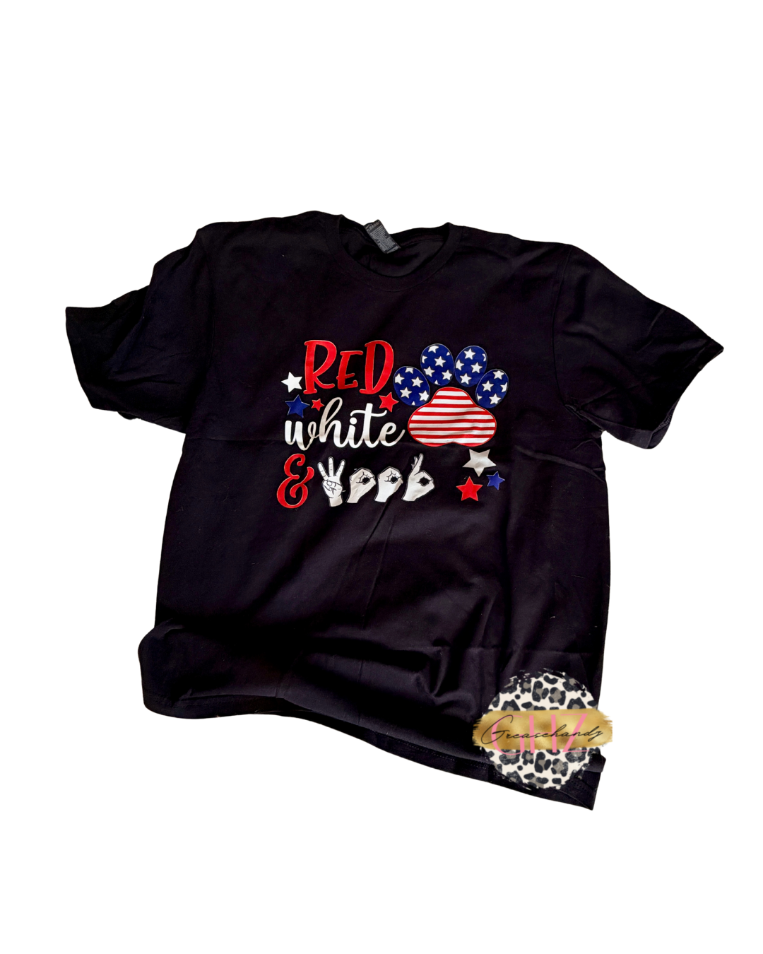 #41 Red white and Woof asl tshirt (M)