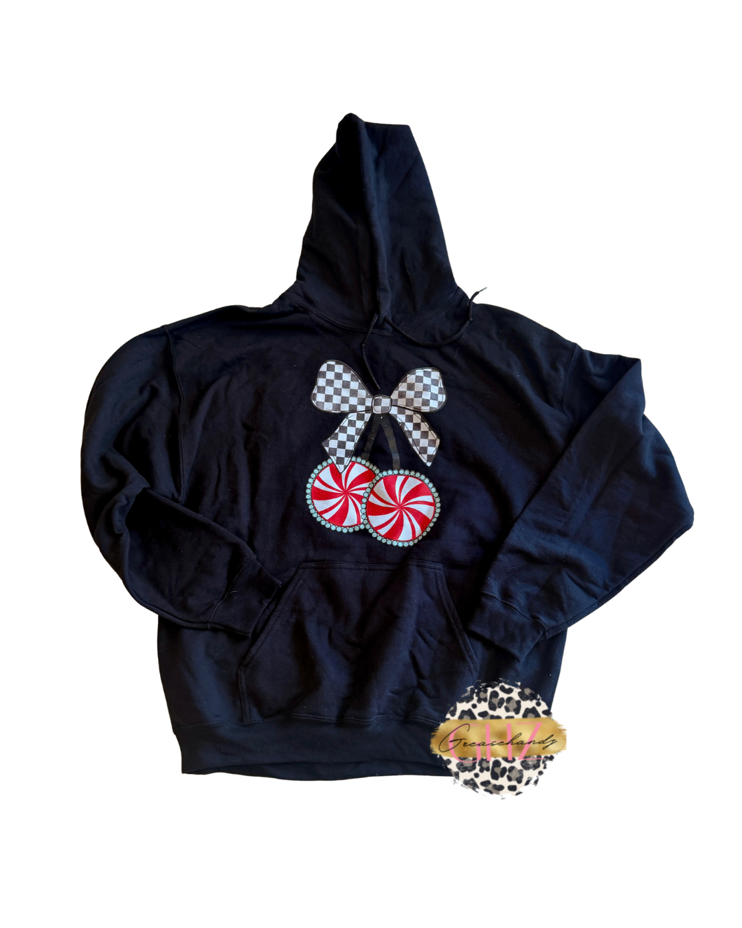 #49 peppermint cherries hoodie (L)