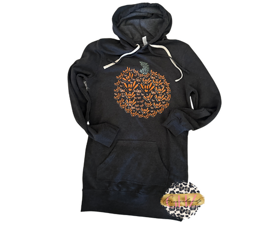 Pumpkin ILY ASL Long Tunic Hoodie (Grey)