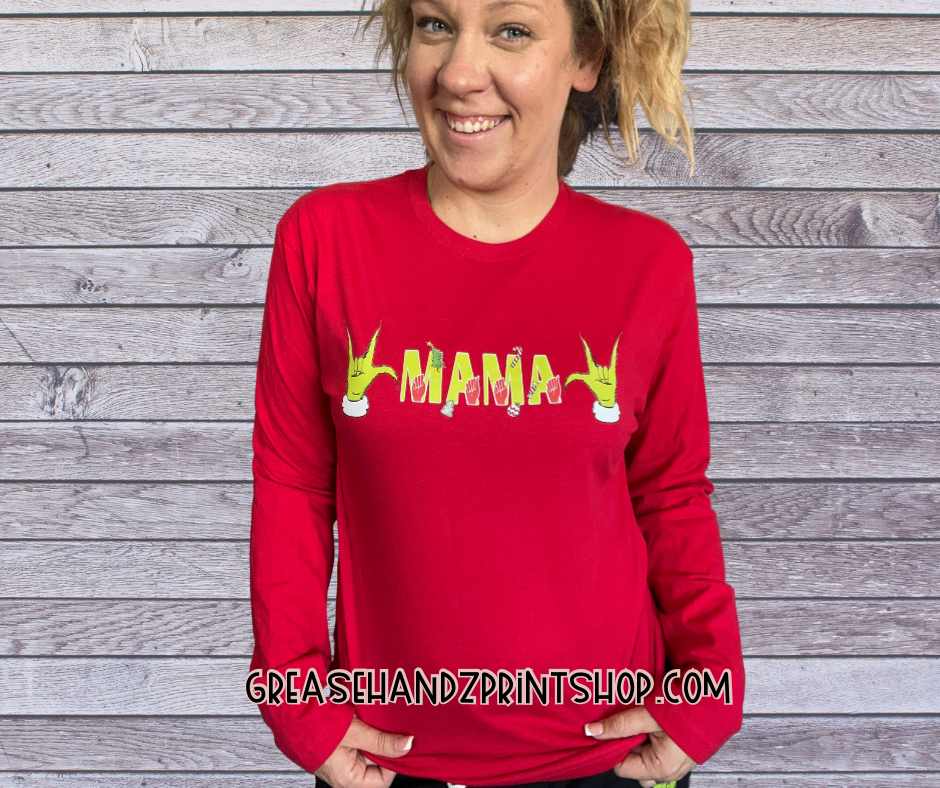 Mama Grinch ILY ASL long sleeve