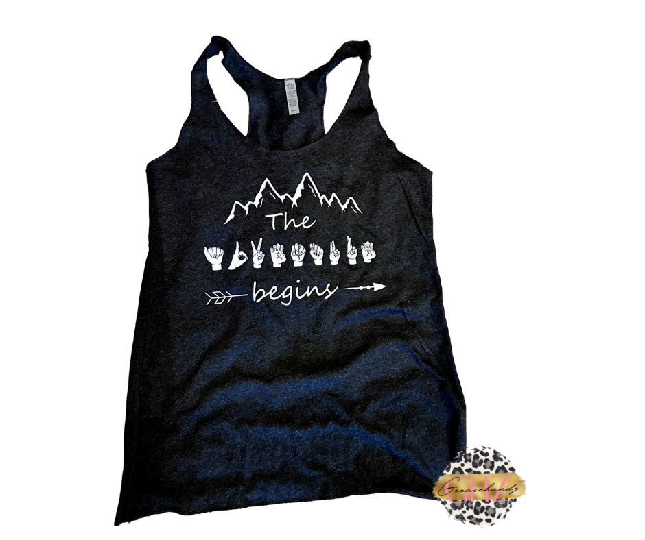adventure begins ASL tank top