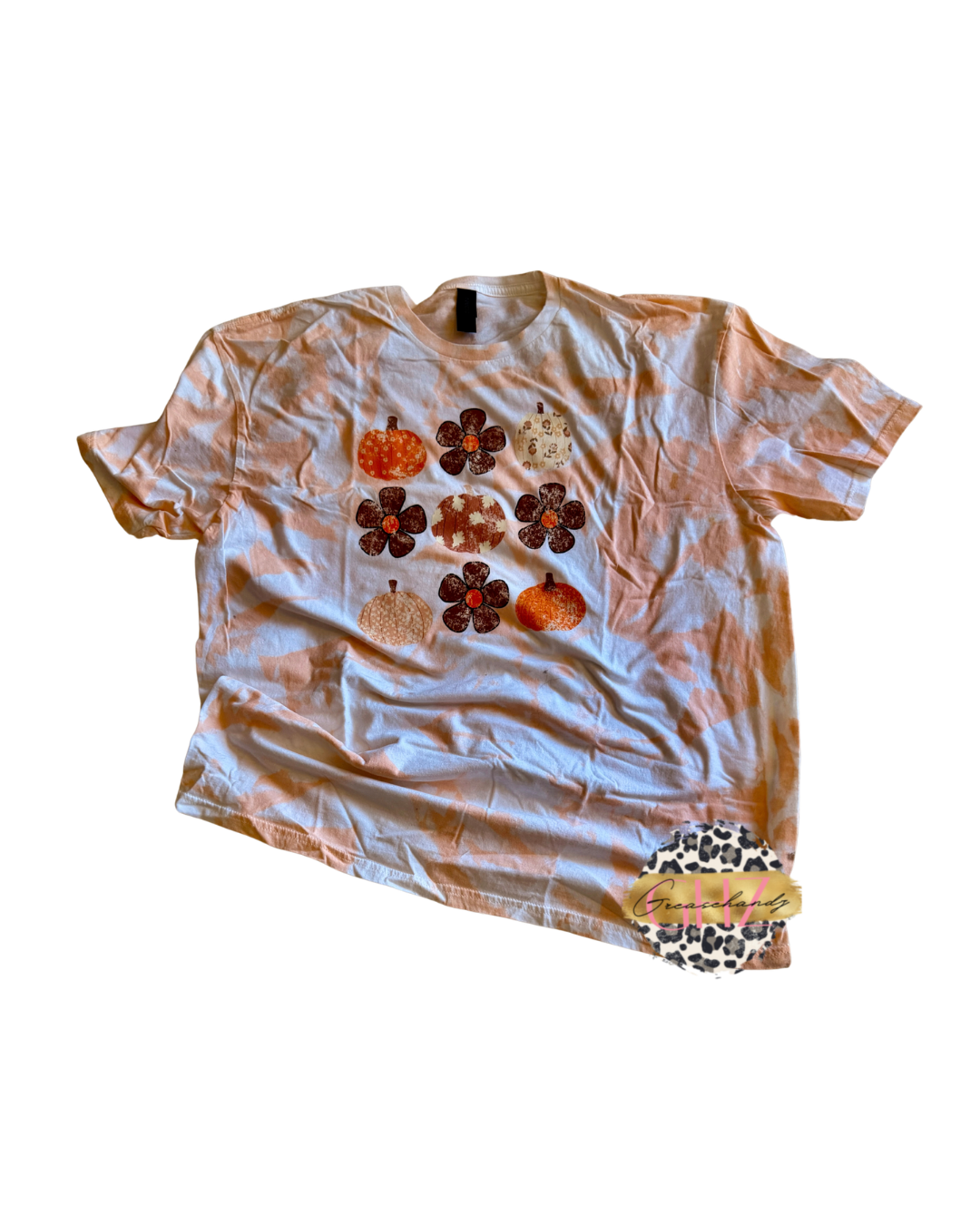 #6 tie dye pumpkins and flowers tshirt (XL)