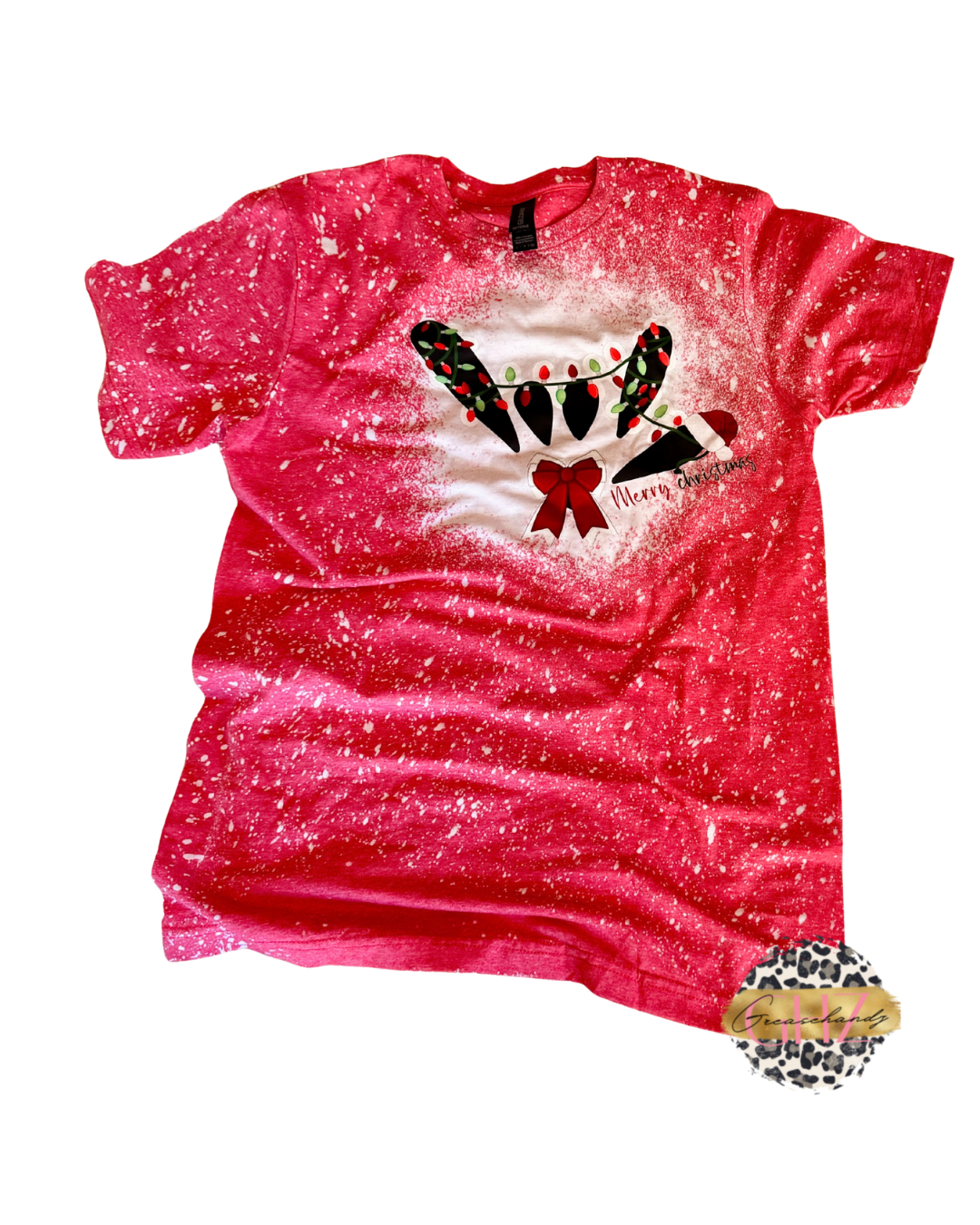 #7 xmas lights ily asl tshirt bleached (s) x4