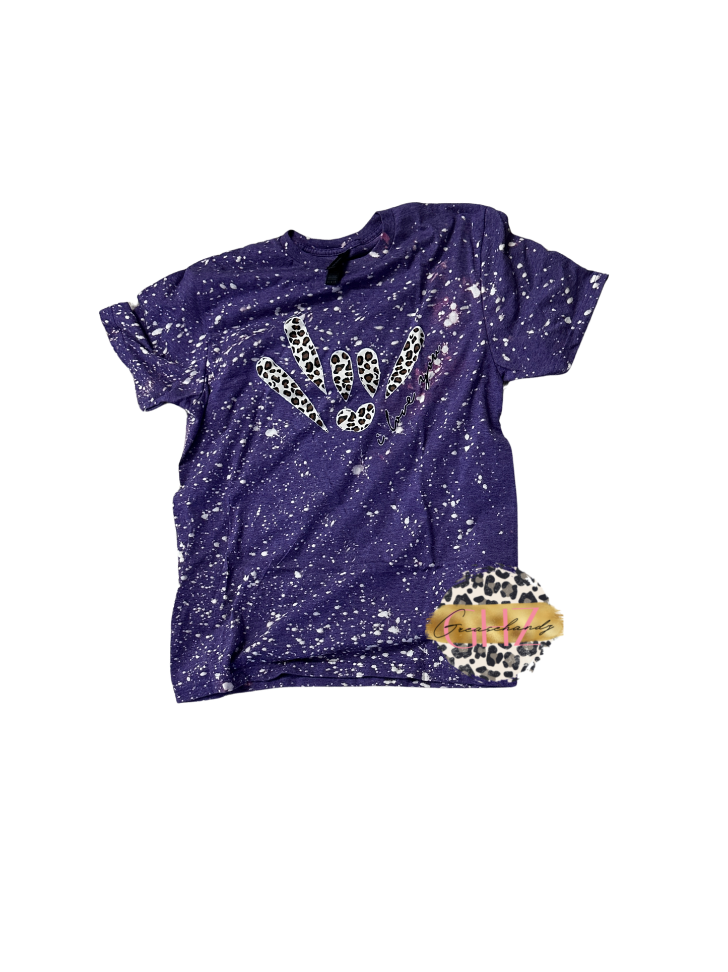 #80 leopard i love you bleached tshirt