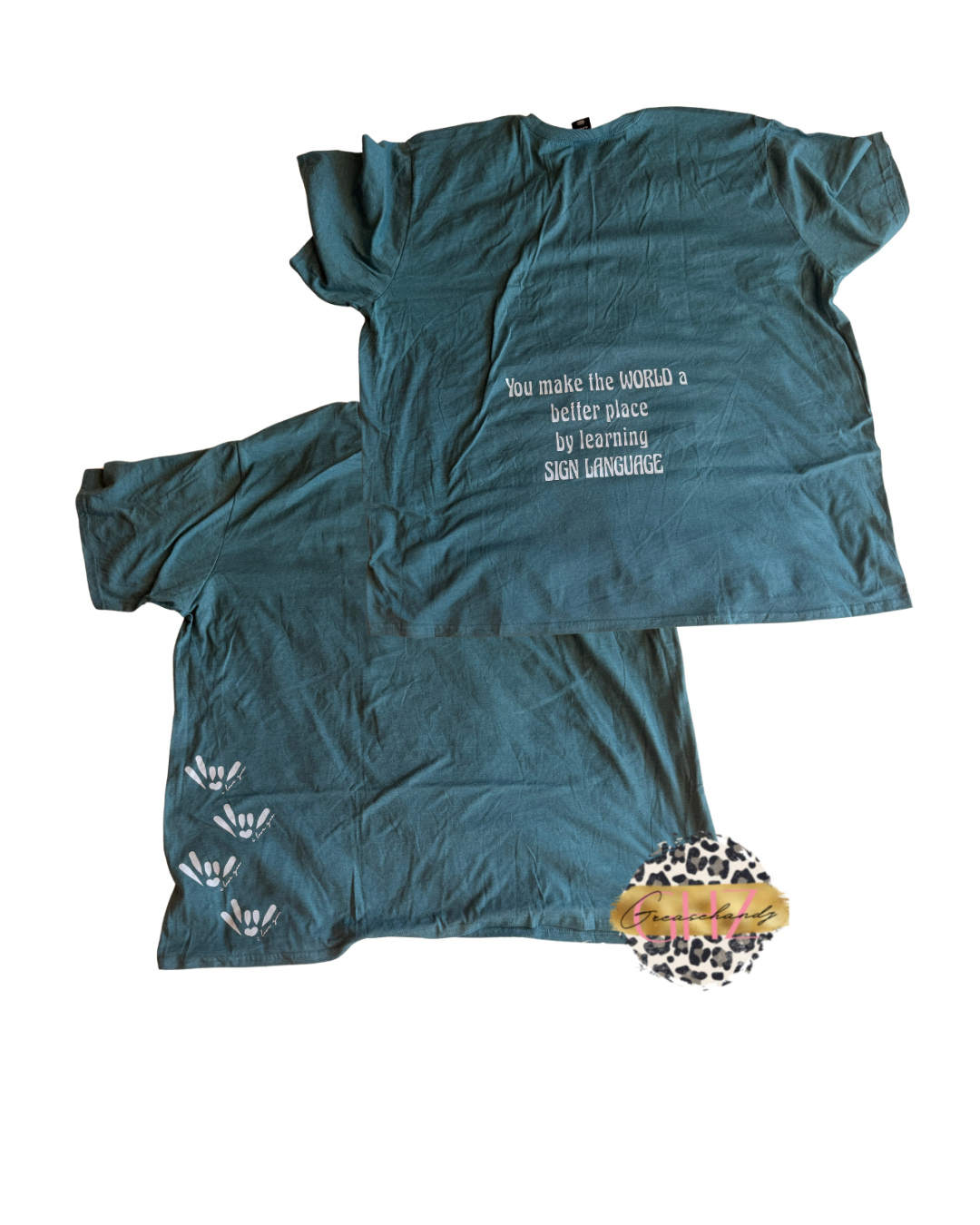 #14 seafoam learn sign language tshirt (4XL) x4