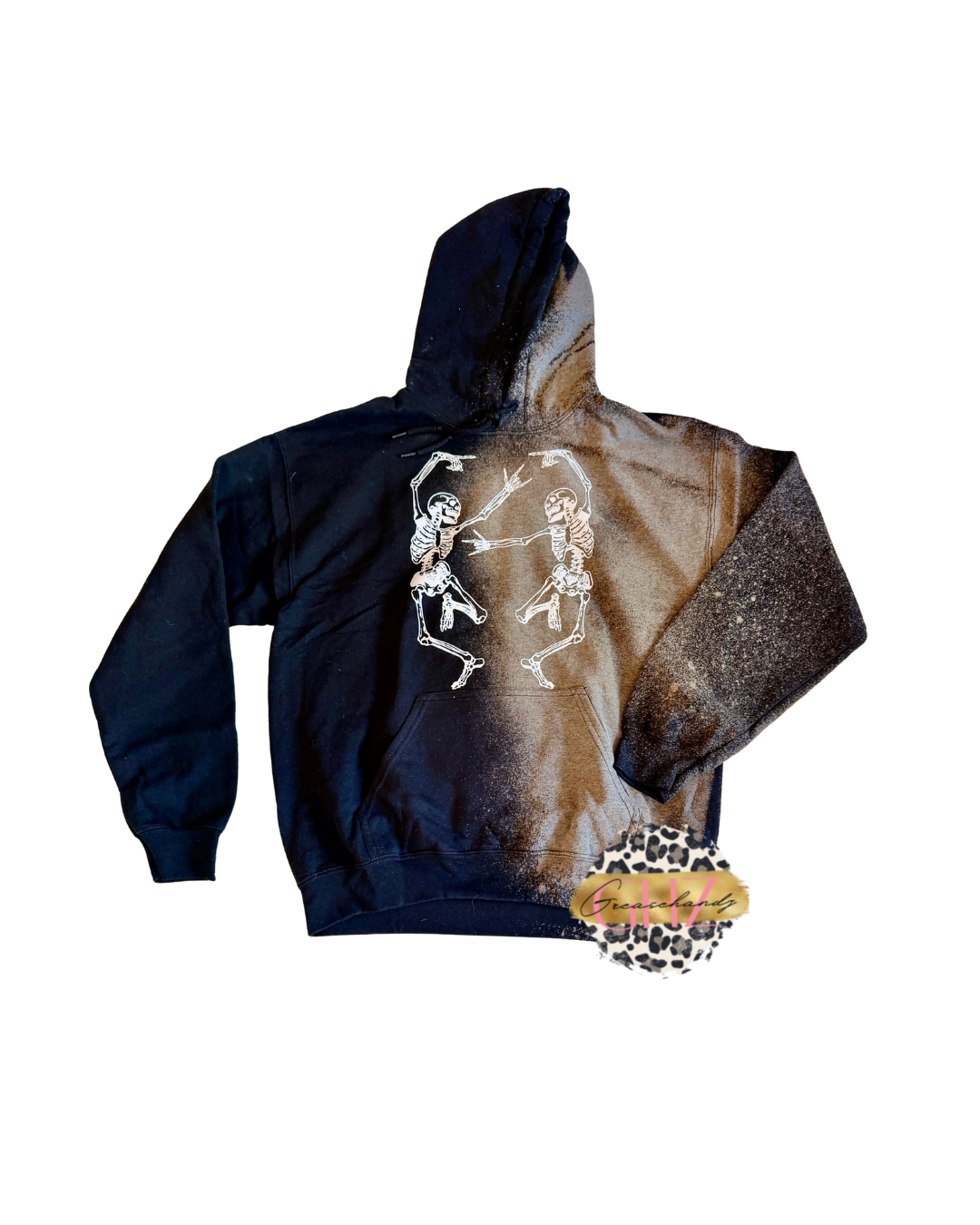 #99 skeletons dancing hoodie bleached (M)