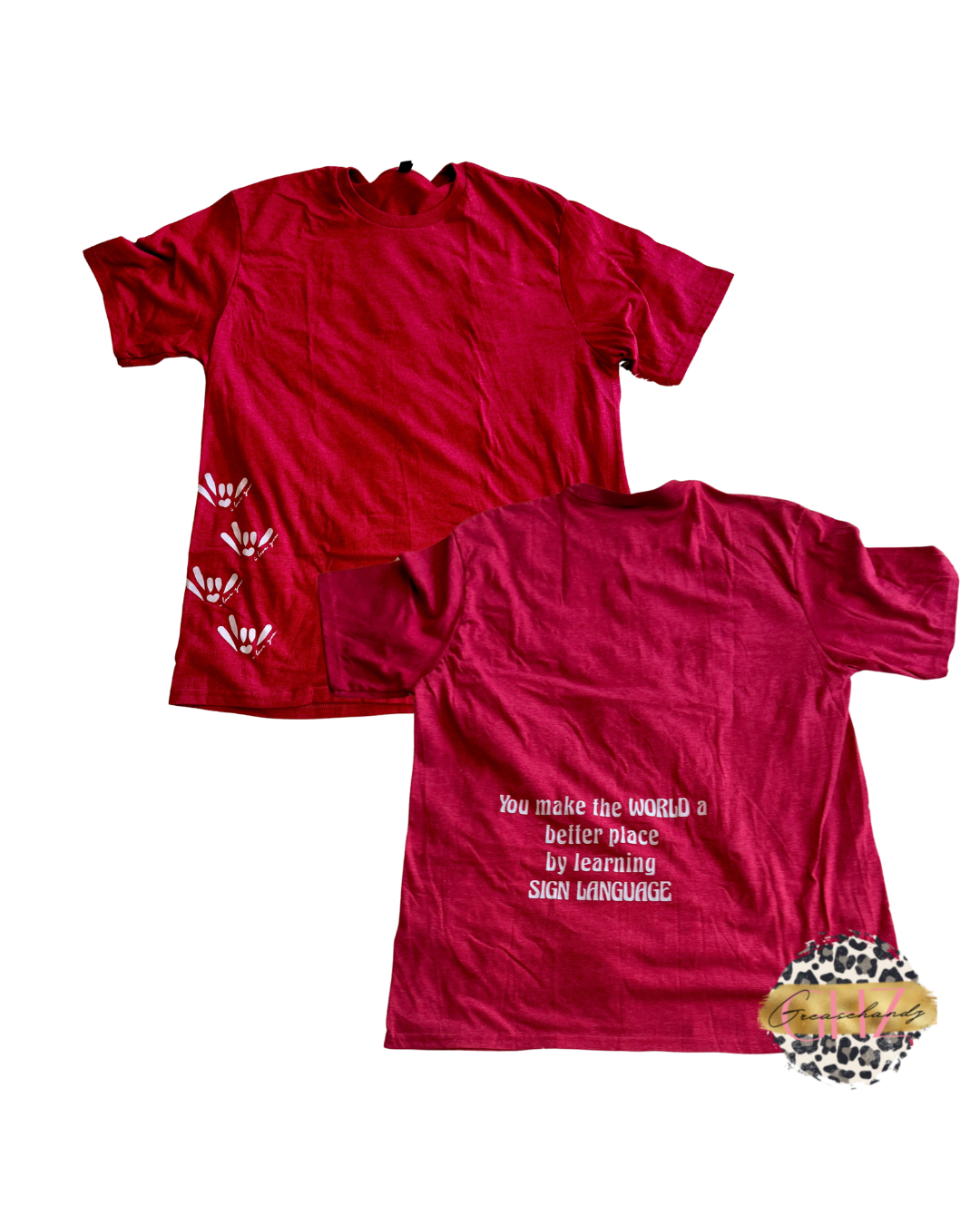 #9 learn sign language tshirt red (XL)