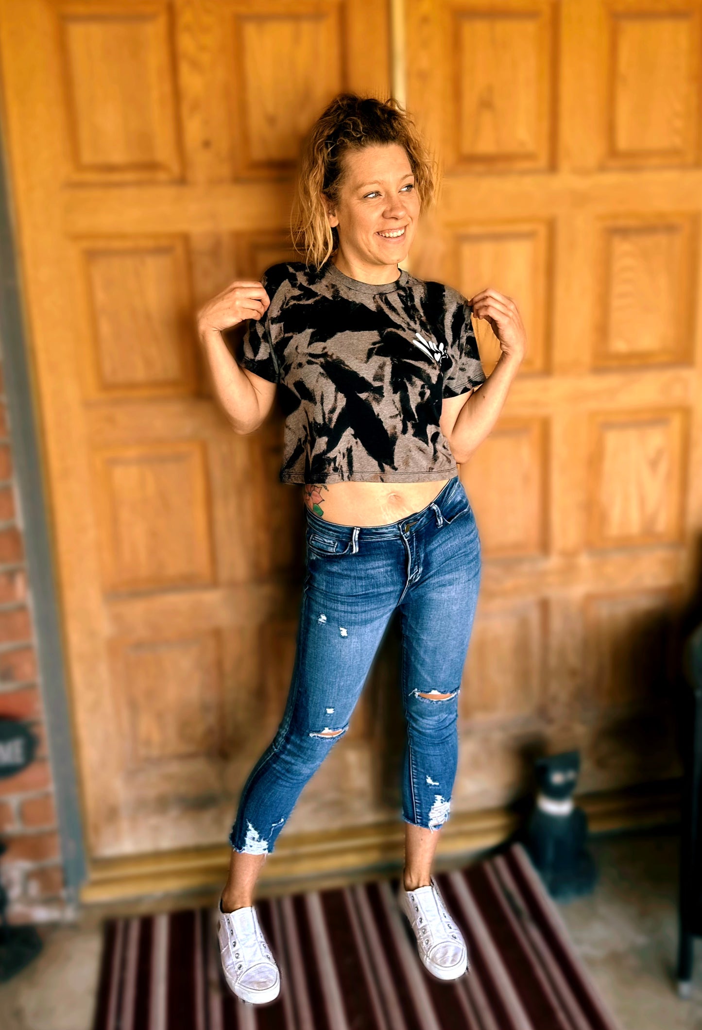 Acid wash T-shirt or Crop top