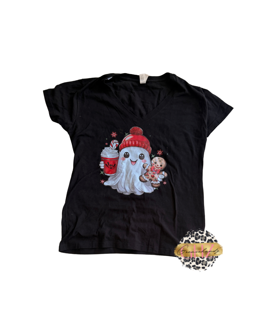 #18 Vneck ghost with coffee (2XL)