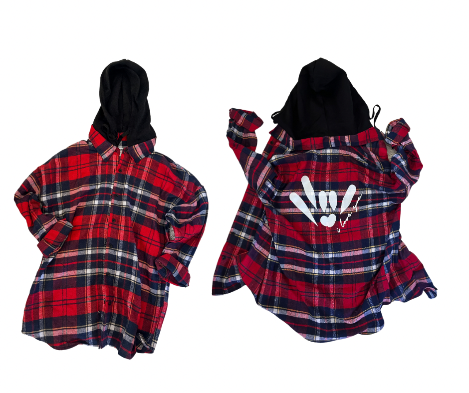 I love you Red Flannel with black