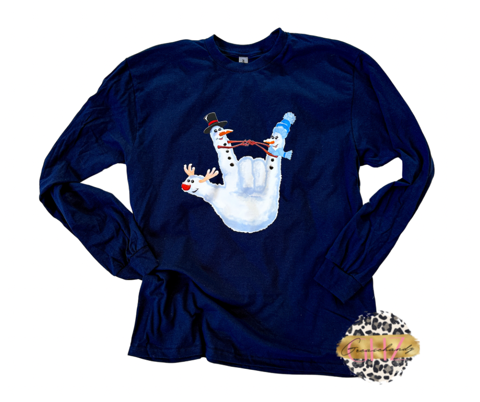 Snowman ans Reindeer ILY ASL long sleeve