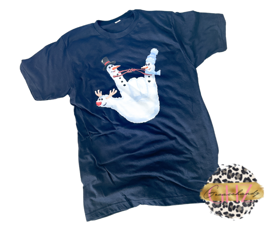 Snowman and Reindeer ILY ASL t-shirt