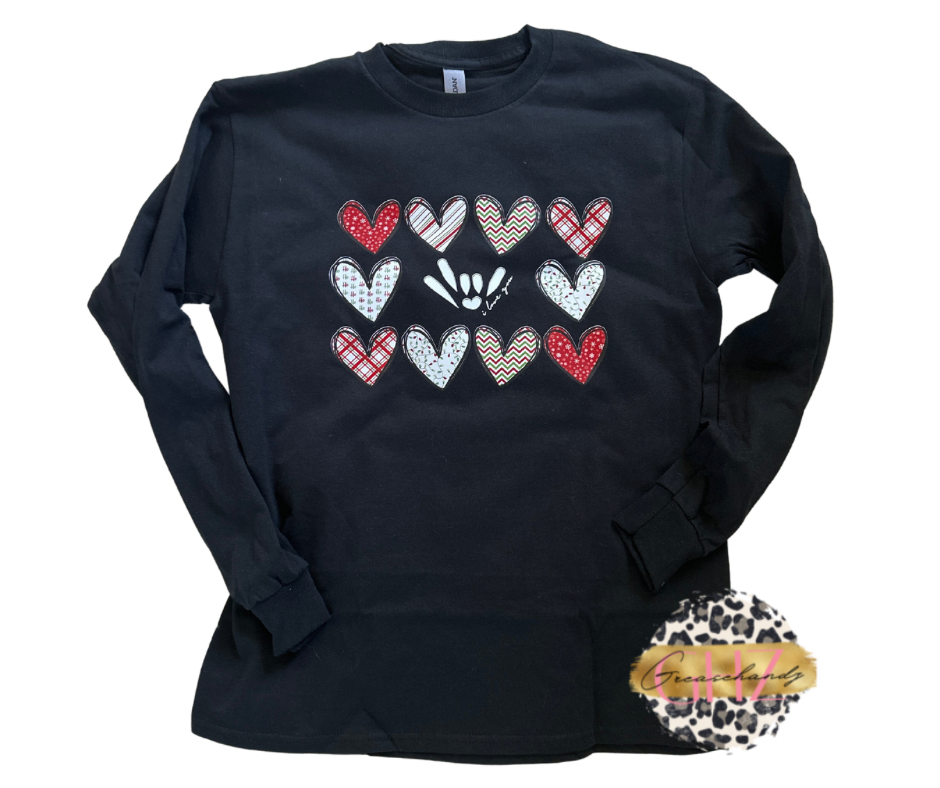 Christmas hearts long sleeve