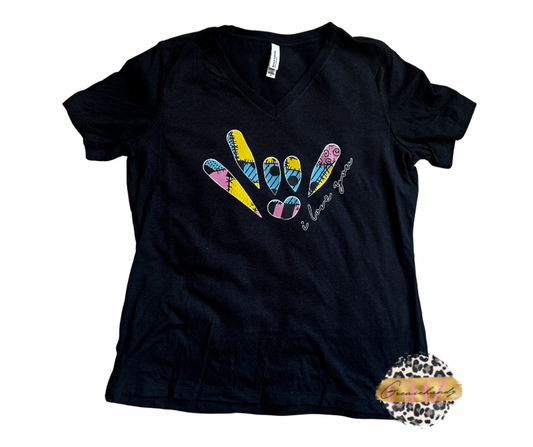 Sally Stripe ILY ASL VNECK