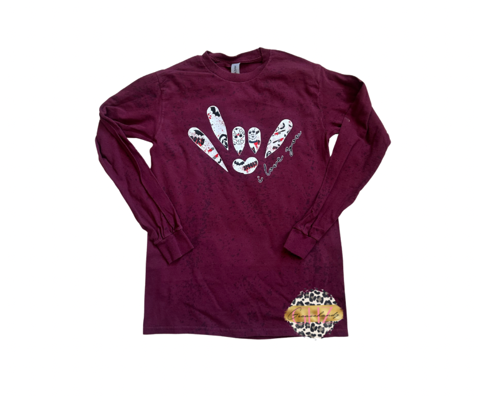 Halloween Horror ILY ASL Long sleeve (different color)