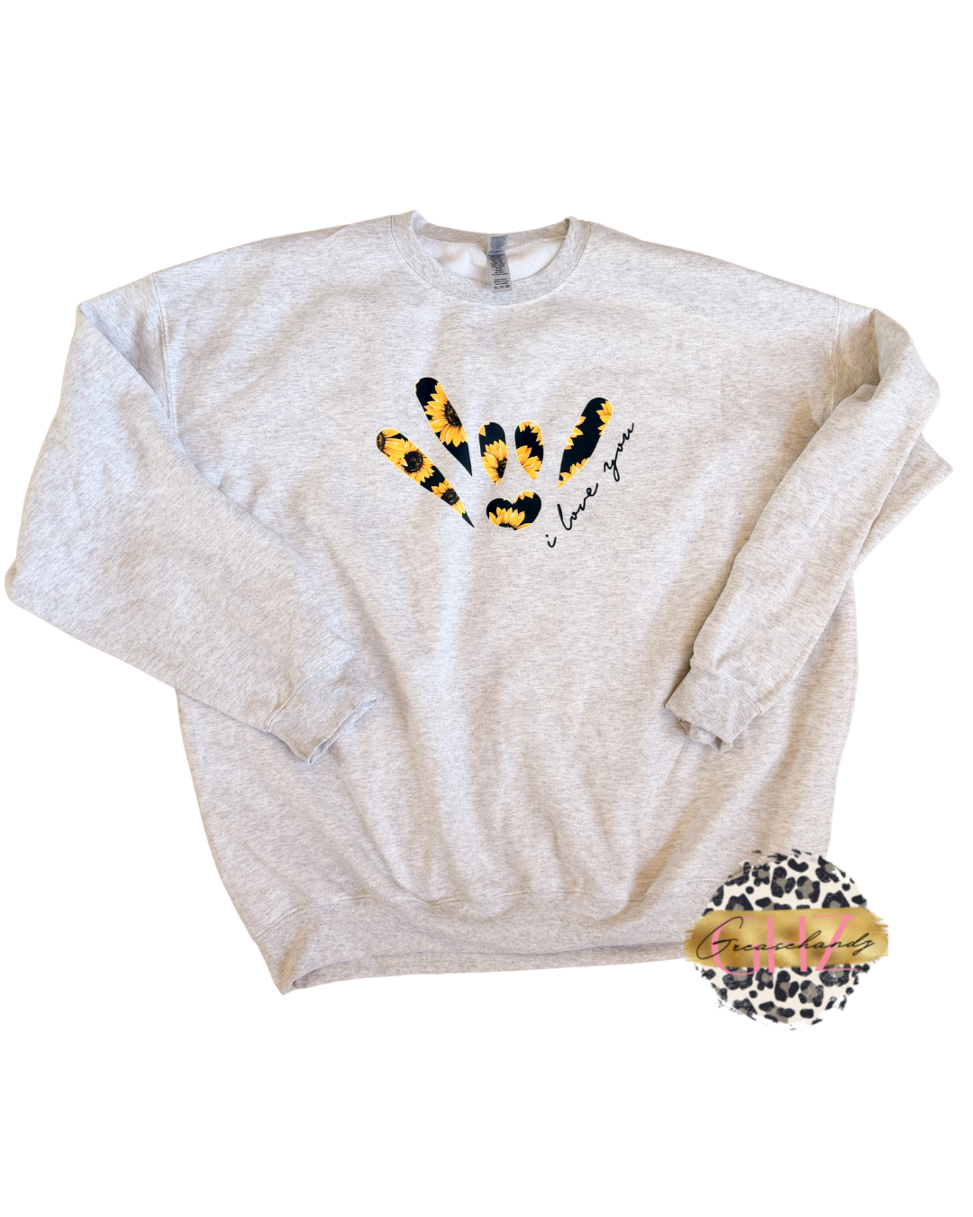 Sunflower I love you hand sweatshirt (2XL)