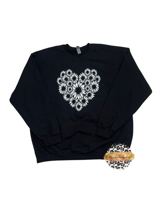 #110 sunflower heart sweatshirt xl