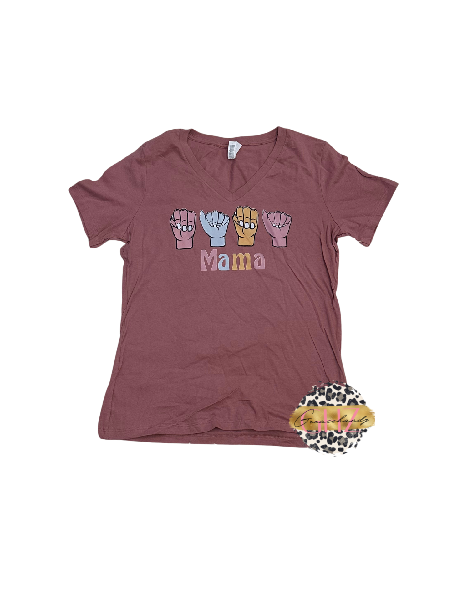 #112 Mama ASL Vneck M
