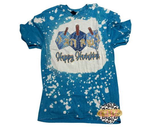 #122 Happy Hanukkah Tshirt ( bleached)