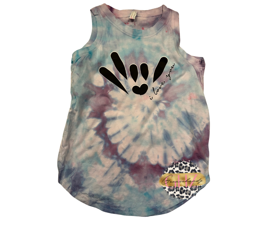 Ladies Tie dye Vneck or muscle tank top