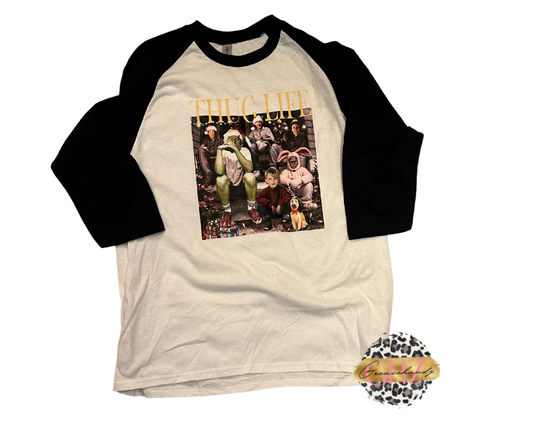 #148 The thug life Christmas raglan short sleeve (L)