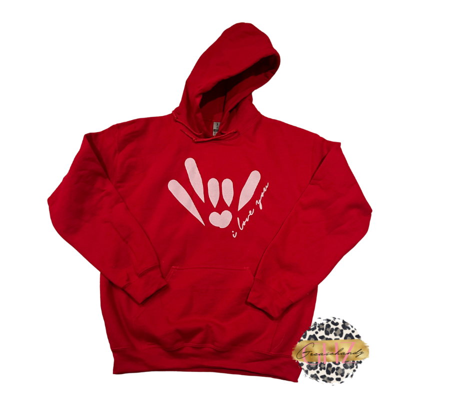 #155 I love you ASL hoodie (M)