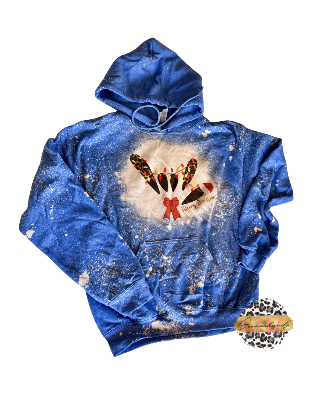 #19 xmas lights ily asl bleached hoodie (s)