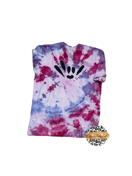 #232 Tie dye ILY ASL t-shirt (2XL)