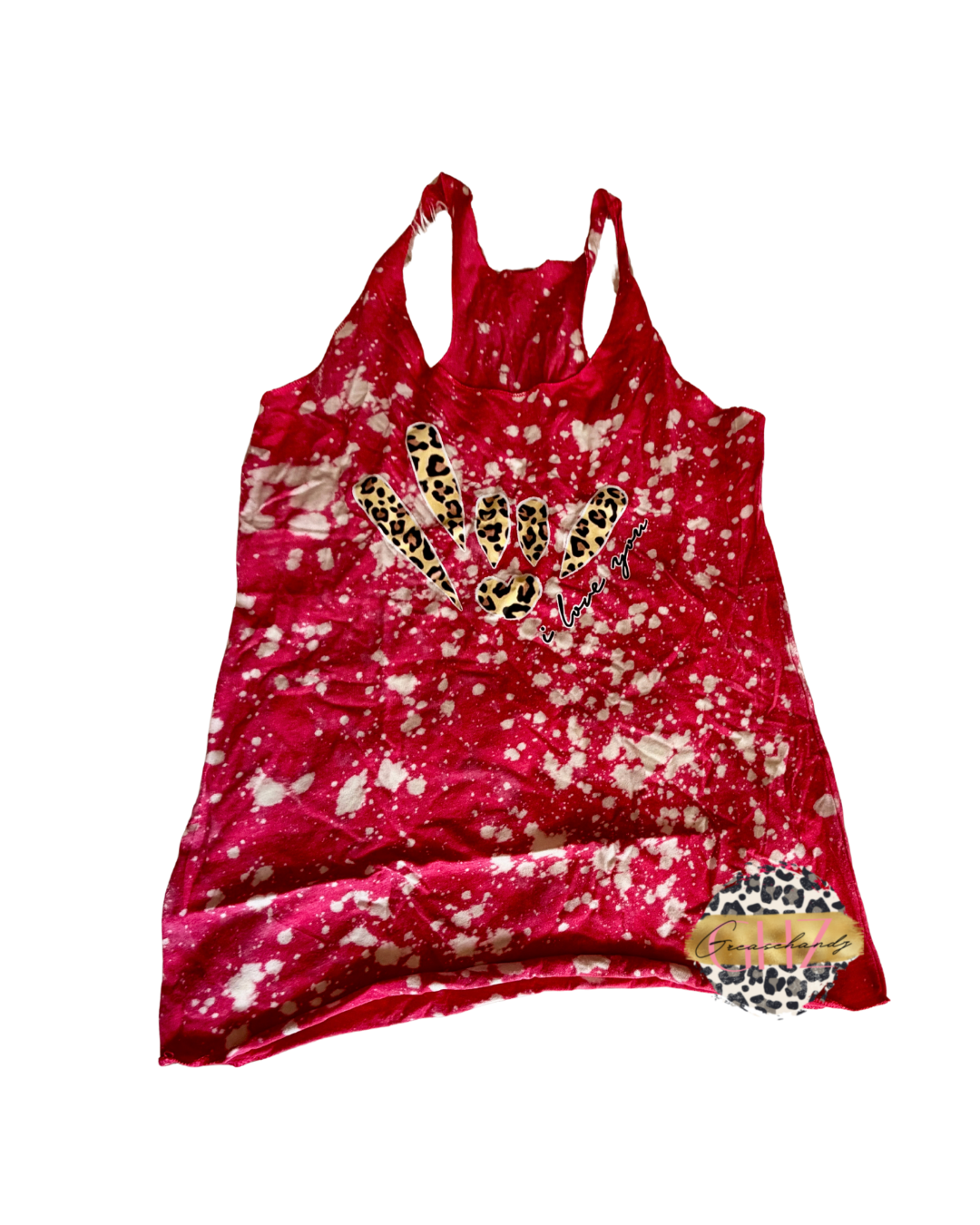 #25 bleached ily asl leopard tank (M)