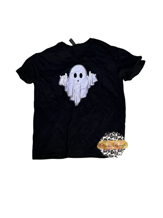 #262 Ghost ily asl vneck tshirt (XL)