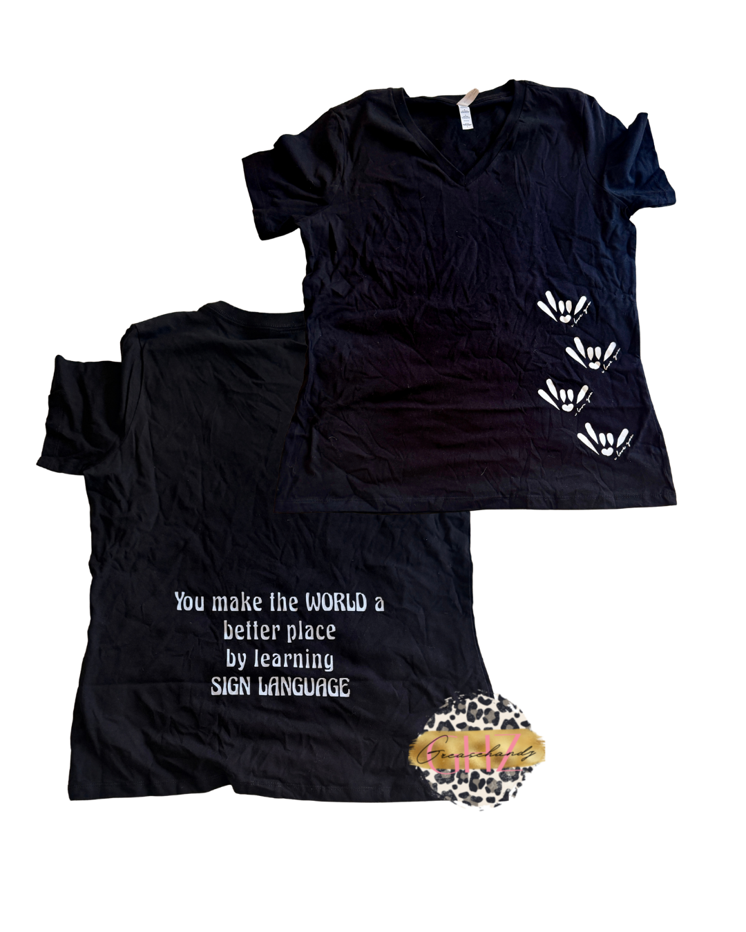 #38 vneck learn sign language (L)