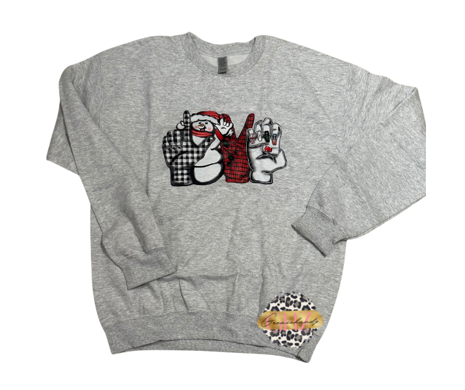 #91 snowman Love Asl sweatshirt