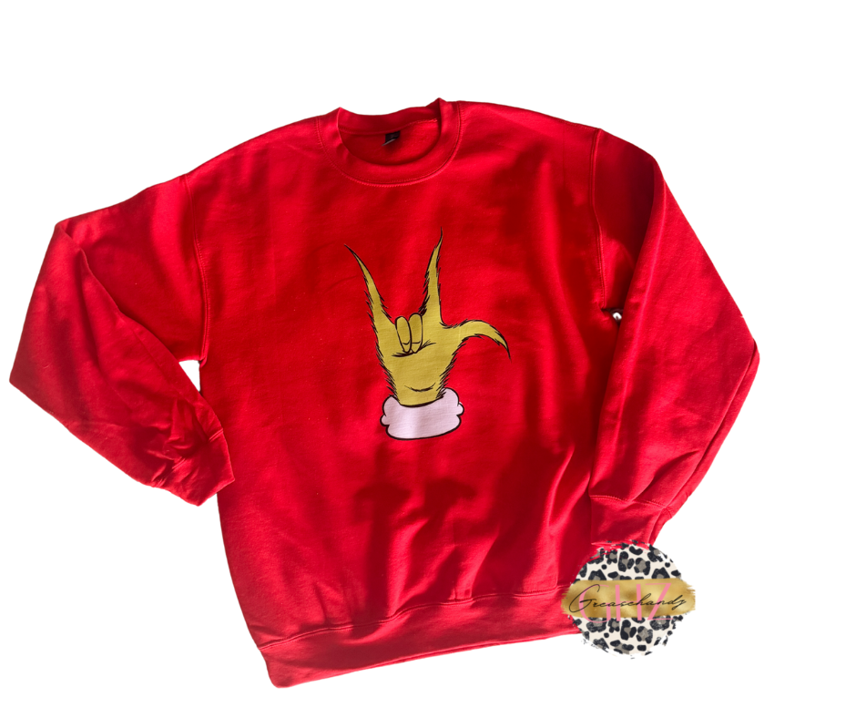 Grinch ILY hand sweatshirt