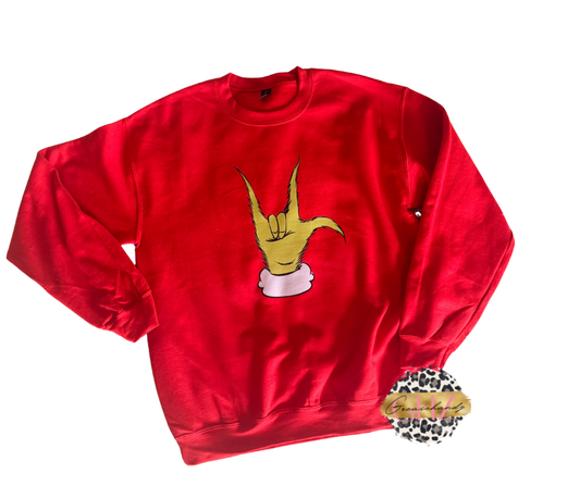 Grinch ILY hand sweatshirt