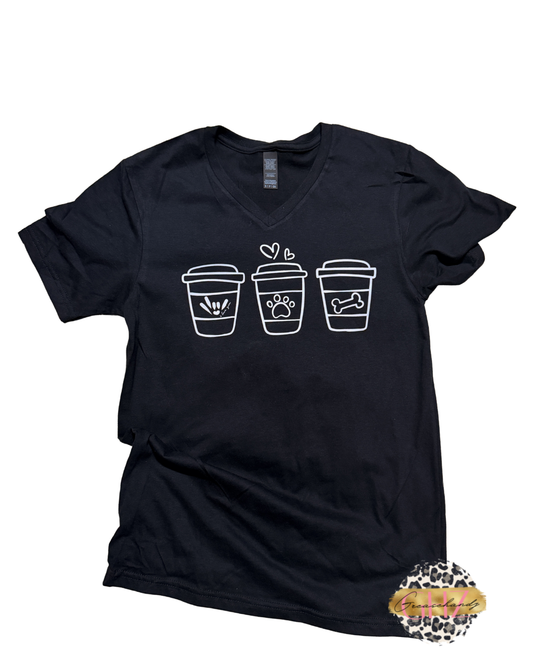 ILY ASL Coffee & Dog Bone Shirt